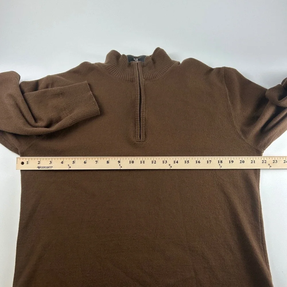 The North Face Mens M VTG Brown Merino Wool Blend Quarter Zip Heritage Sweater